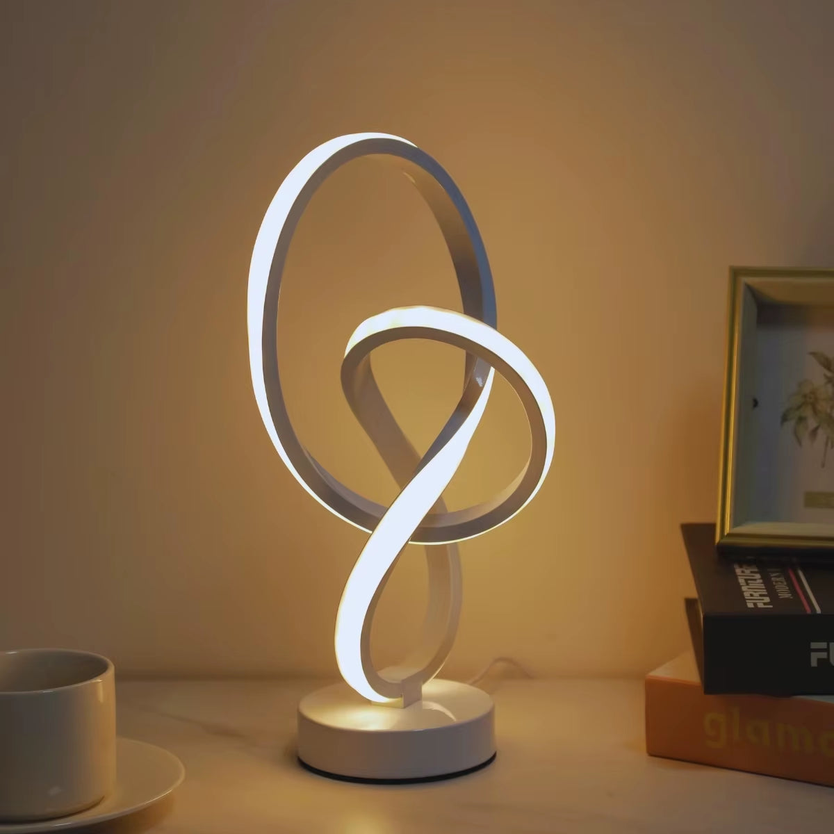 Simple and Creative LED Desk Lamp with USB Three Color Adjustable Brightness, Bedroom Living Room Home, Office Decorative Light